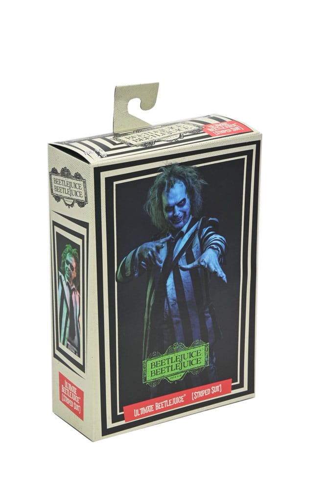 Beetlejuice AF: Ultimate Beetlejuice (Striped Suit) 18cm Beetlejuice Figur, Beetlejuice Box, Gestreifter Anzug, Dunkle Figur, Film Memorabilia