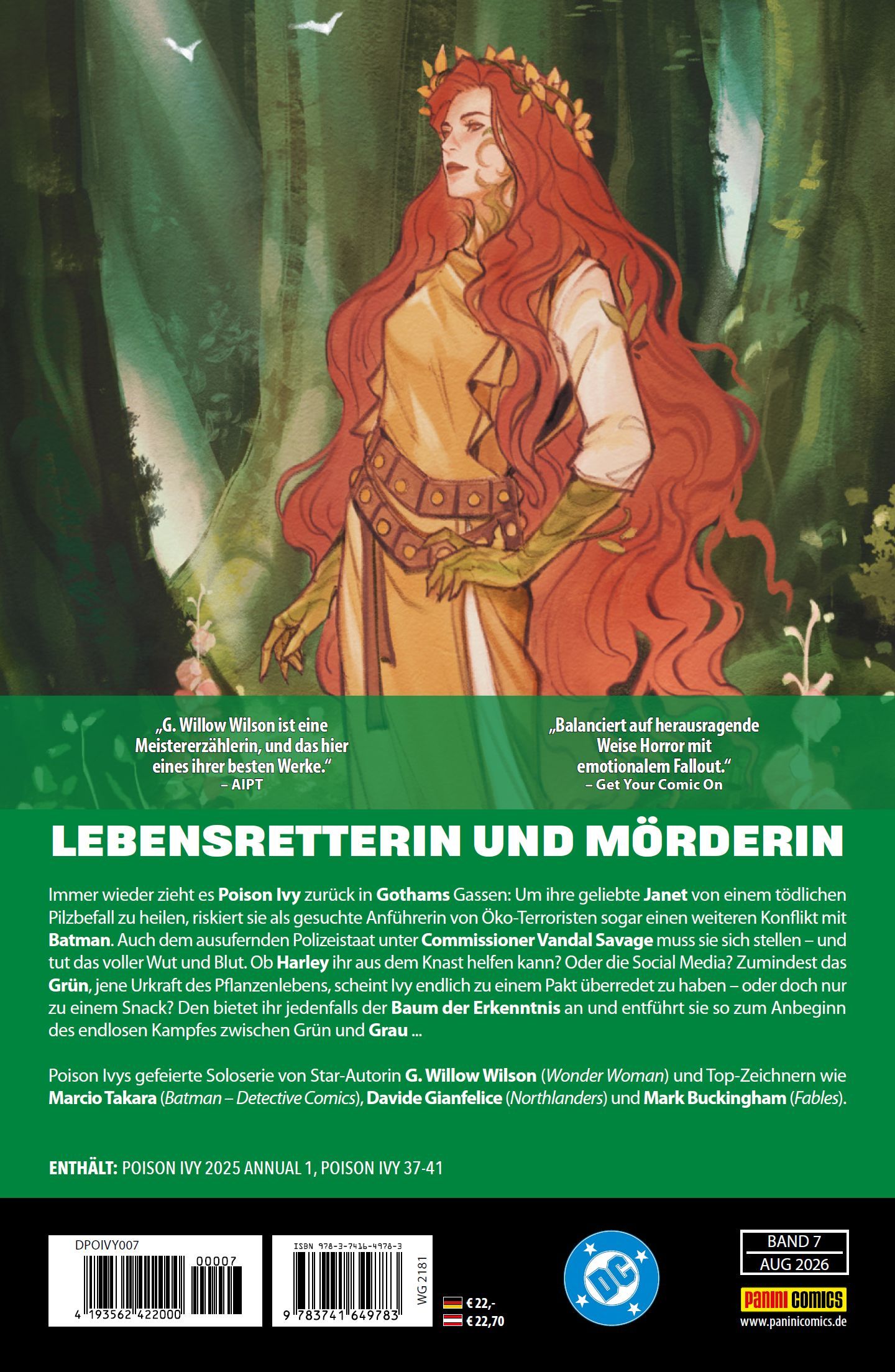 Poison Ivy Bd.7 comic, illustration, forest, woman, costume