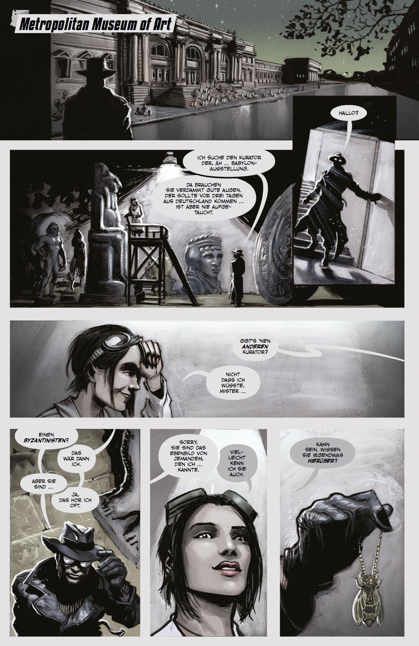 Spider-Man Noir: Berlin bis Babylon Comic, Museum, Büste, Stadtansicht, Schwarzweiß