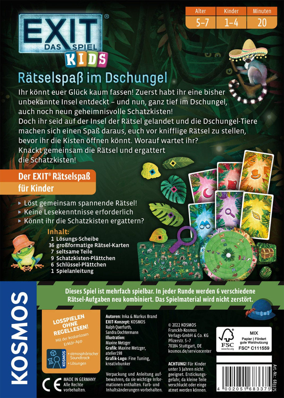 KIDS, Rätselspiel, Dschungel, Karten, Schachtel