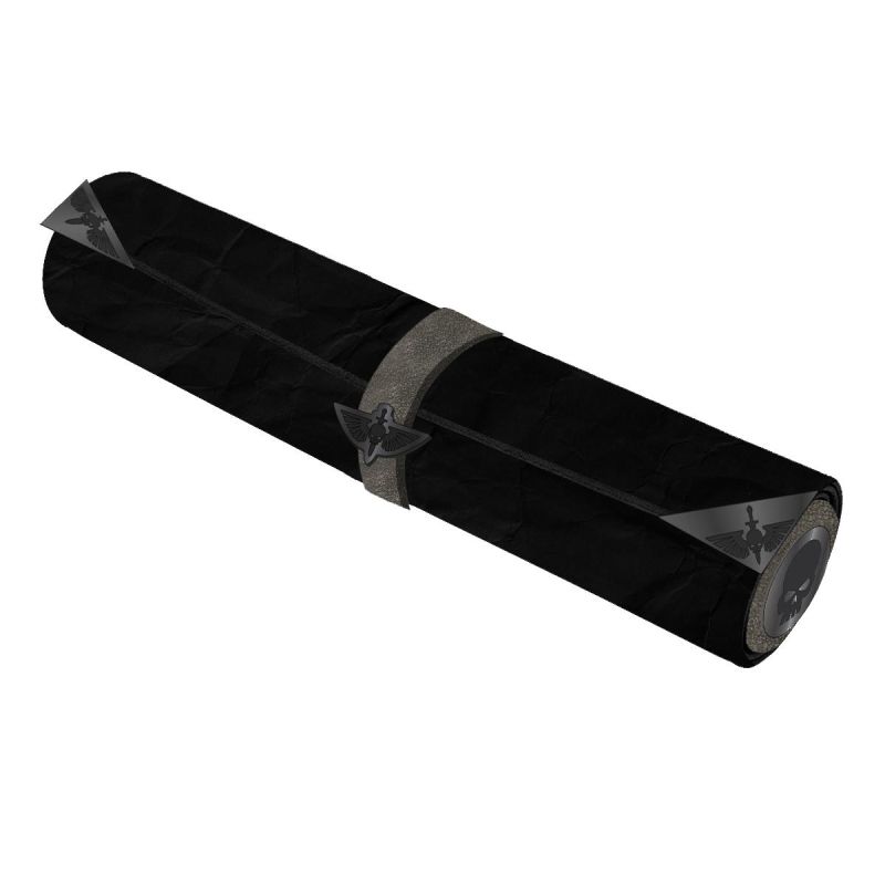 Warhammer 40k: Adeptus Astartes Dice Scroll Yogamatte, Aufgerollte Matte, Schwarz, Mustertafel, Aufbewahrungsgummi