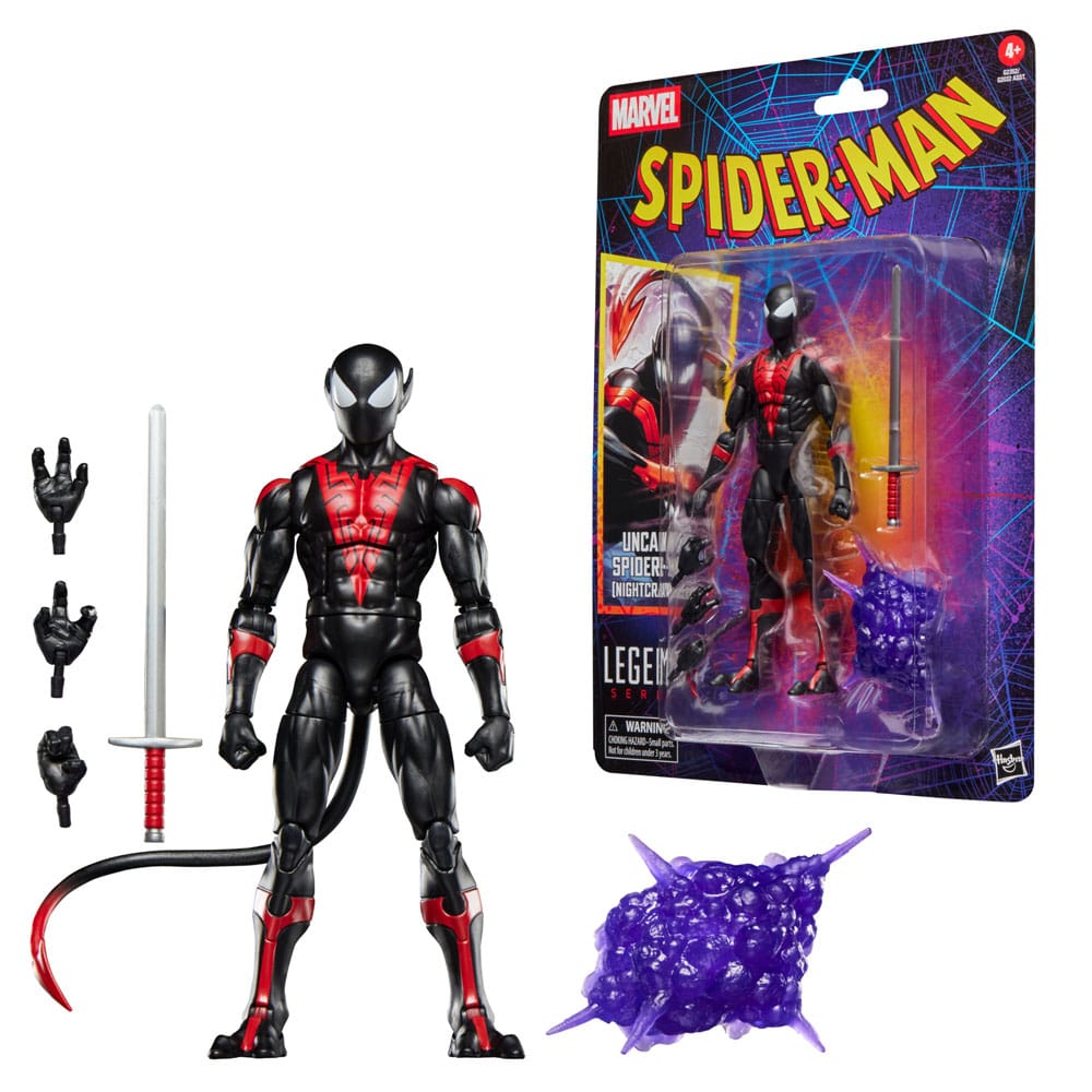 Spider-Man Action Figure, Ninja Sword, Black Red Suit, Accessories set, Purple slime