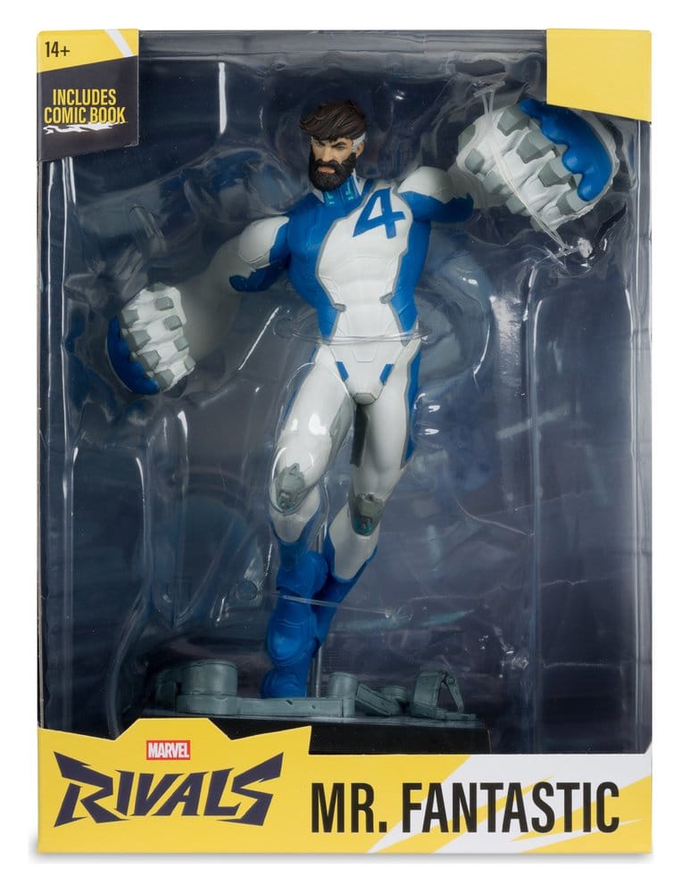 Marvel Rivals Collection: Statue Mr. Fantastic 26cm (mit Comic) Aktionsfigur, Mr. Fantastic, Superheld, weiße/blaues Anzug, Marvel Rivals