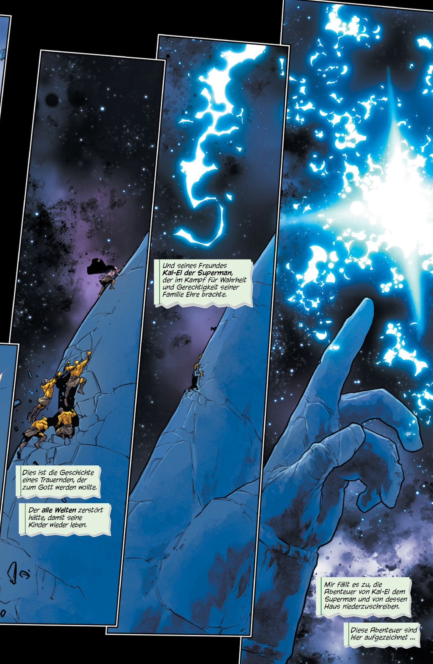 Comic, Sci-Fi, Felsklippe, Blaue Energie, Handgeste