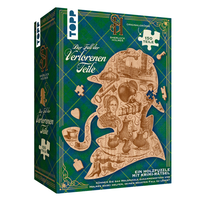 Puzzle, Holzpuzzle, Kunstleder, Kartonbox, 150 Teile