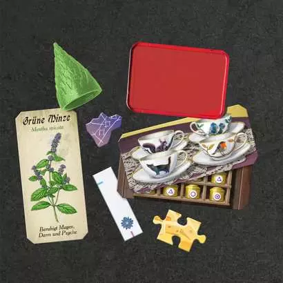 Miniature-Teeset, Teekannen-Set, Teekannen-Set, Puzzle-Stück, Pflanzenetikett