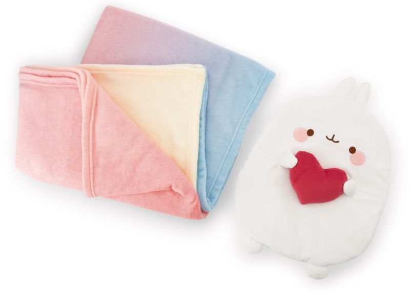 Molang: Plüsch Kissen/Decke Molang mit Herz Molang: Plüsch Kissen/Decke Molang mit Herz