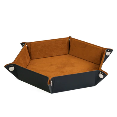 Velvet Leatherette Hex Dice Tray Camel Hex