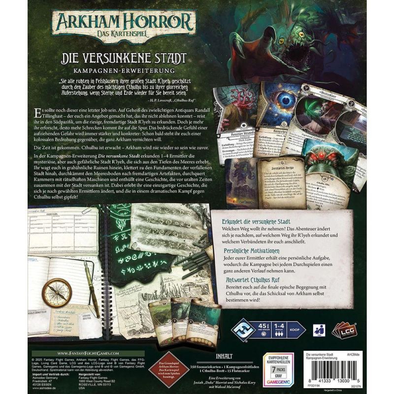 Arkham Horror LCG dt.: Die versunkene Stadt Kampagnen-Erweiterung Kartenspiel, Arkham Horror, Die versunkene Stadt, Kampagnen-Erweiterung, Spielkarten