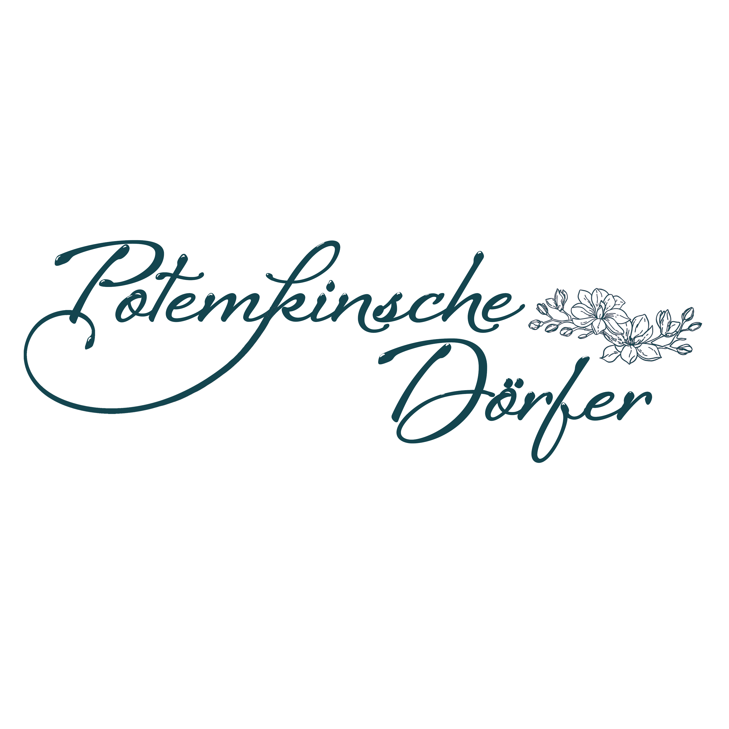 Schriftzug, Kalligrafie, türkise Schrift, Blumenmotiv, florale Illustration