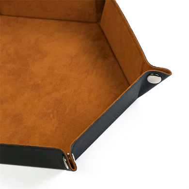 Velvet Leatherette Hex Dice Tray Camel Hex