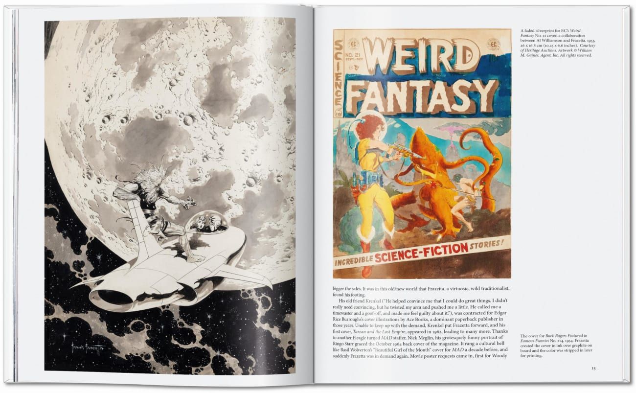 Frazetta WissenschaftsfiKtion, Comic-Deckel, Raumschiff, Astronaut, Mondoberfläche