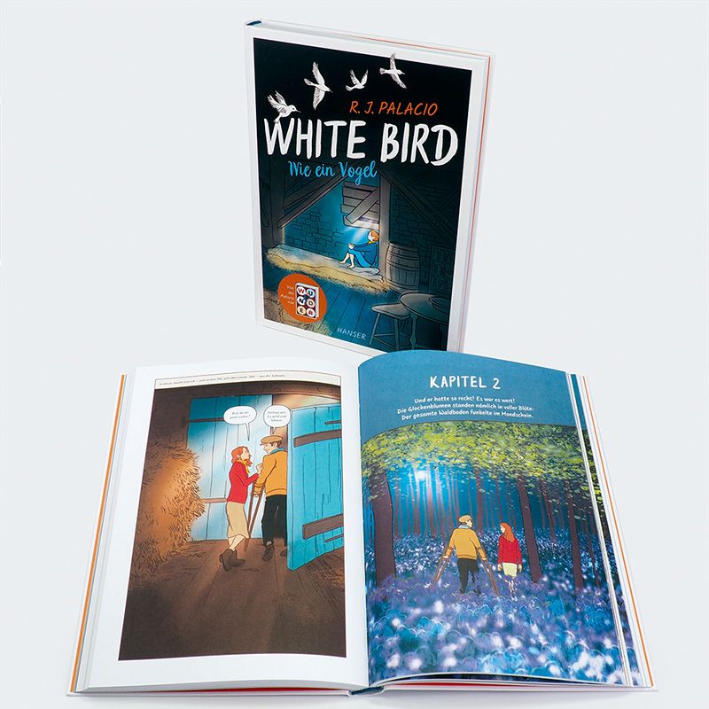 Bucheinband, Kinderbuch, Illustration, Weißer Vogel, Kapitel 2