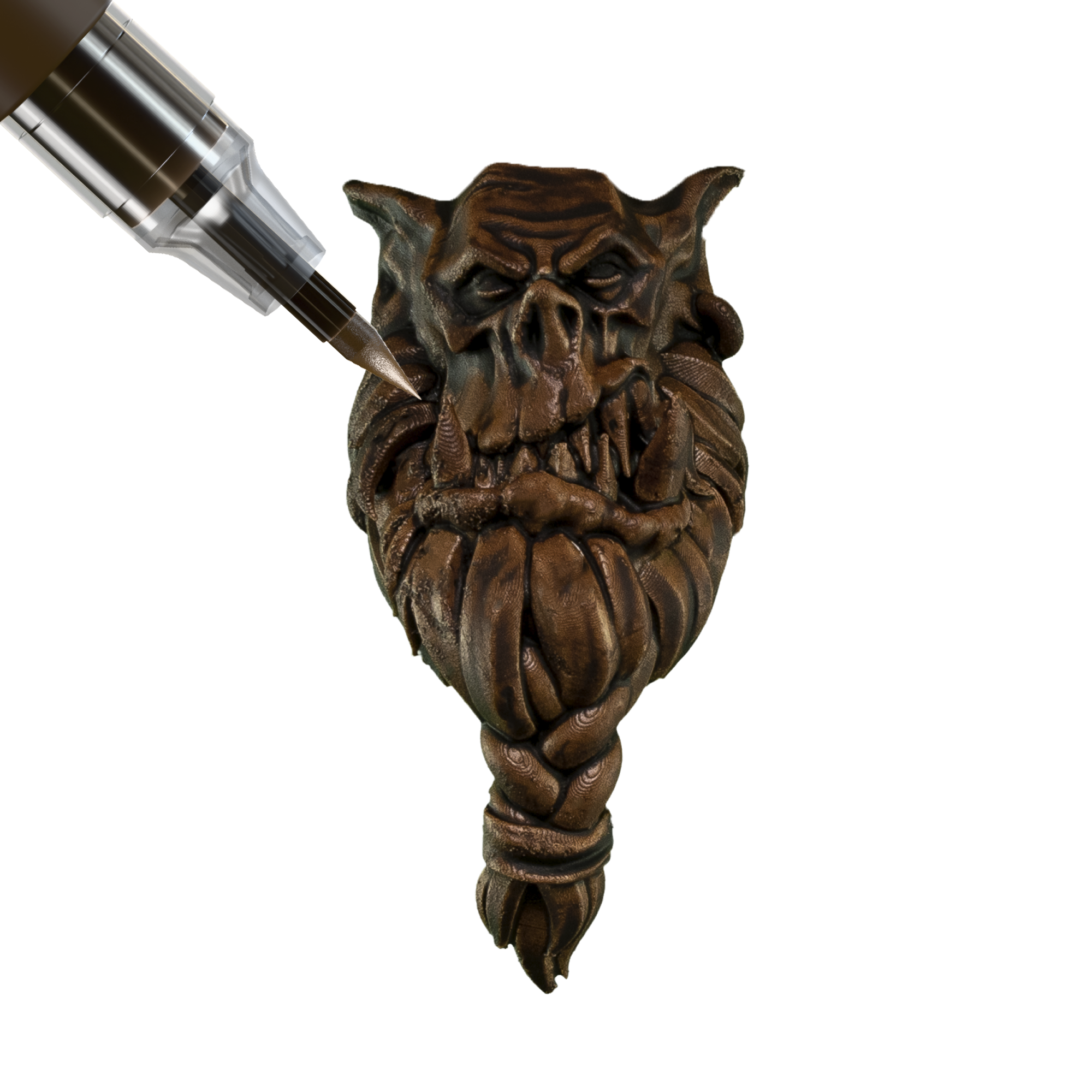 Army Painter: Speedpaint Marker - Dark Wood Skulptur, verdrehte Hörner, Fantasy-Kreatur, brauner Harz, Gesicht Detail