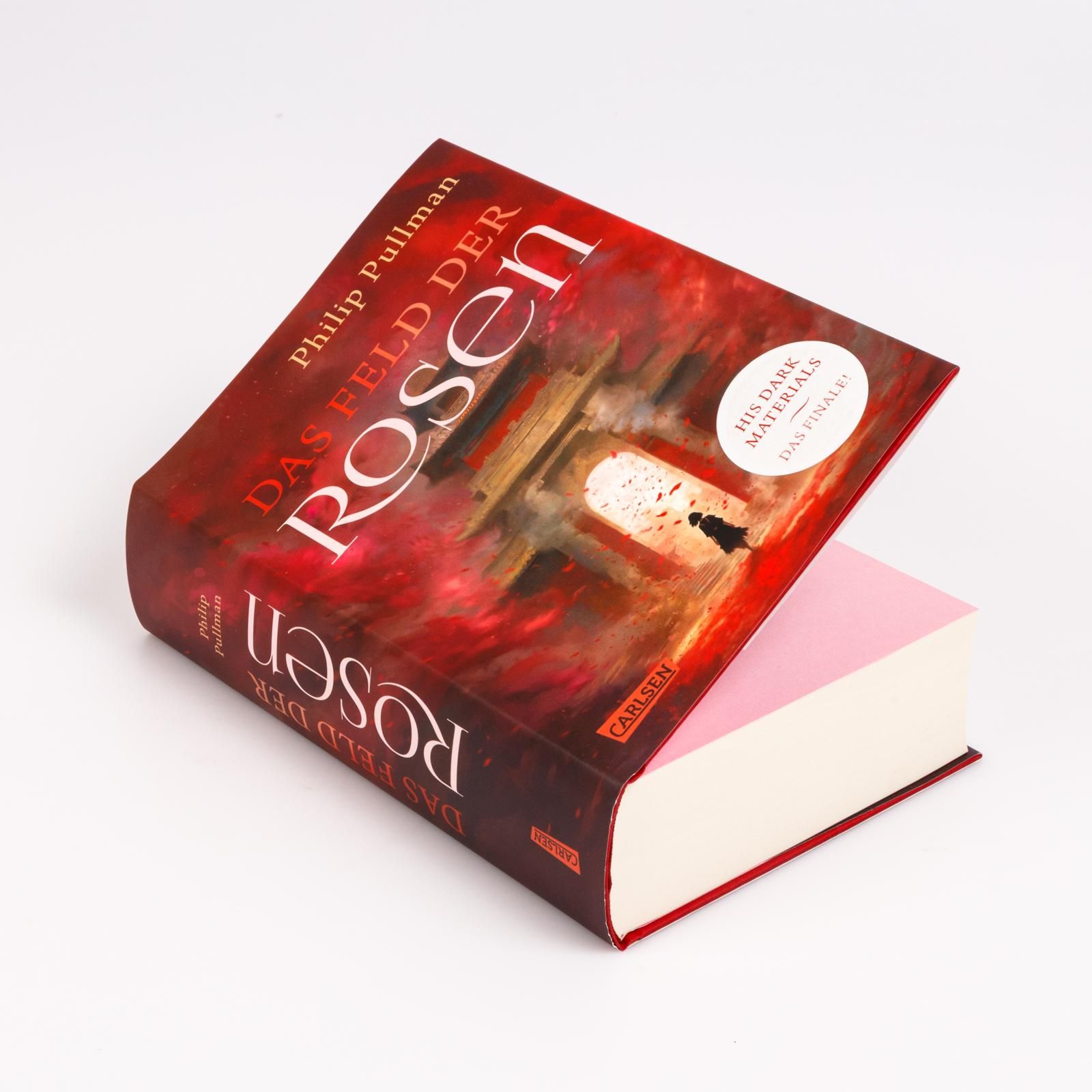 Hardcover, Buch, Roman, roter Einband, Rückseite Text