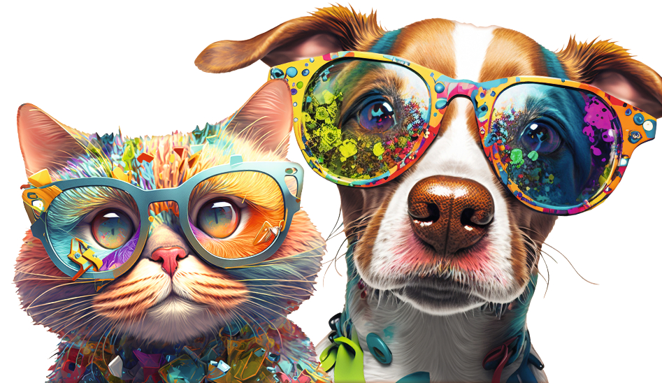 Team Quiz Challenge - Katzen vs Hunde Sonnenbrille, Hund, Katze, bunt, Brille
