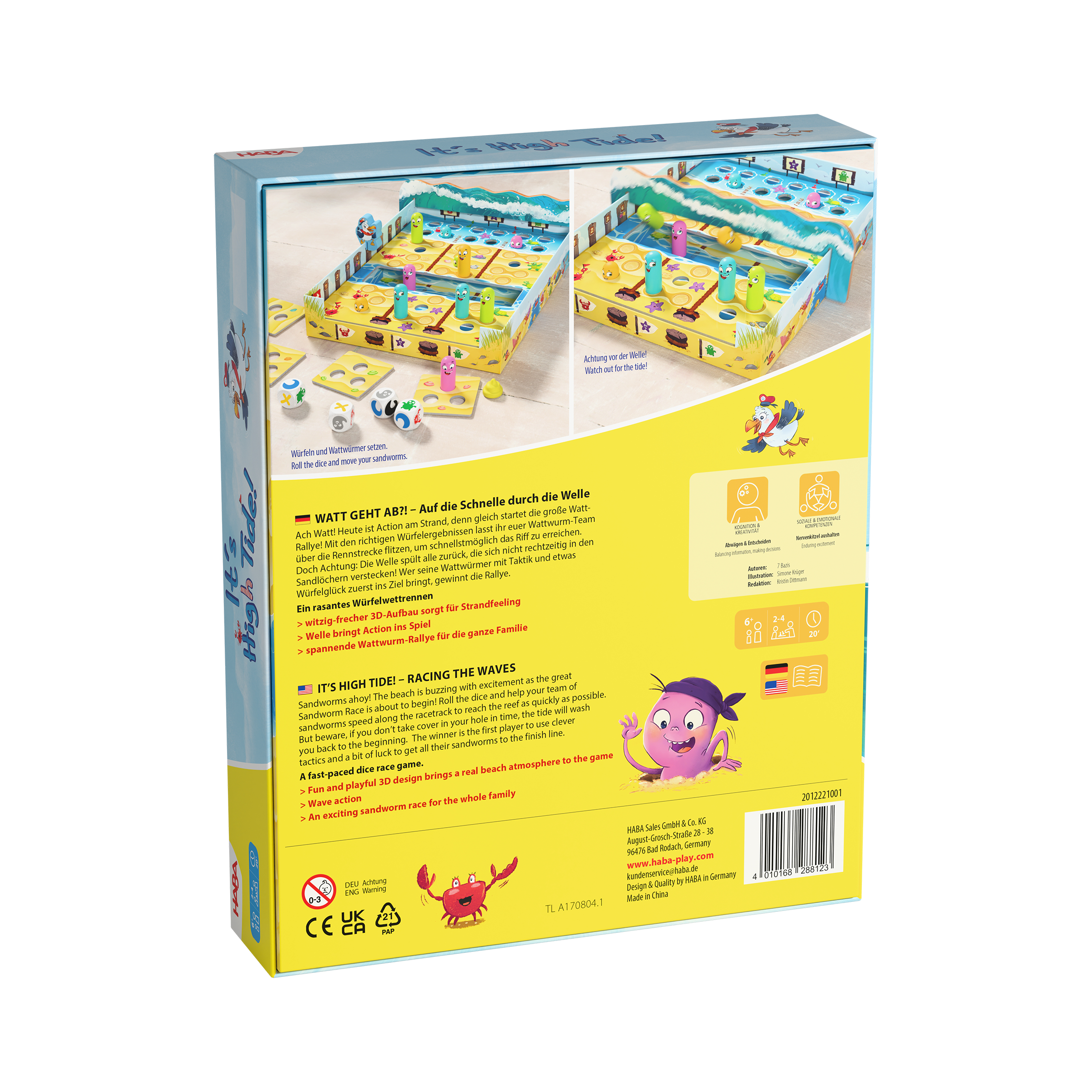 Brettspiel, Sandwich-Rennen, Wellen-Rennspiel, bunte Würfel, Spielset