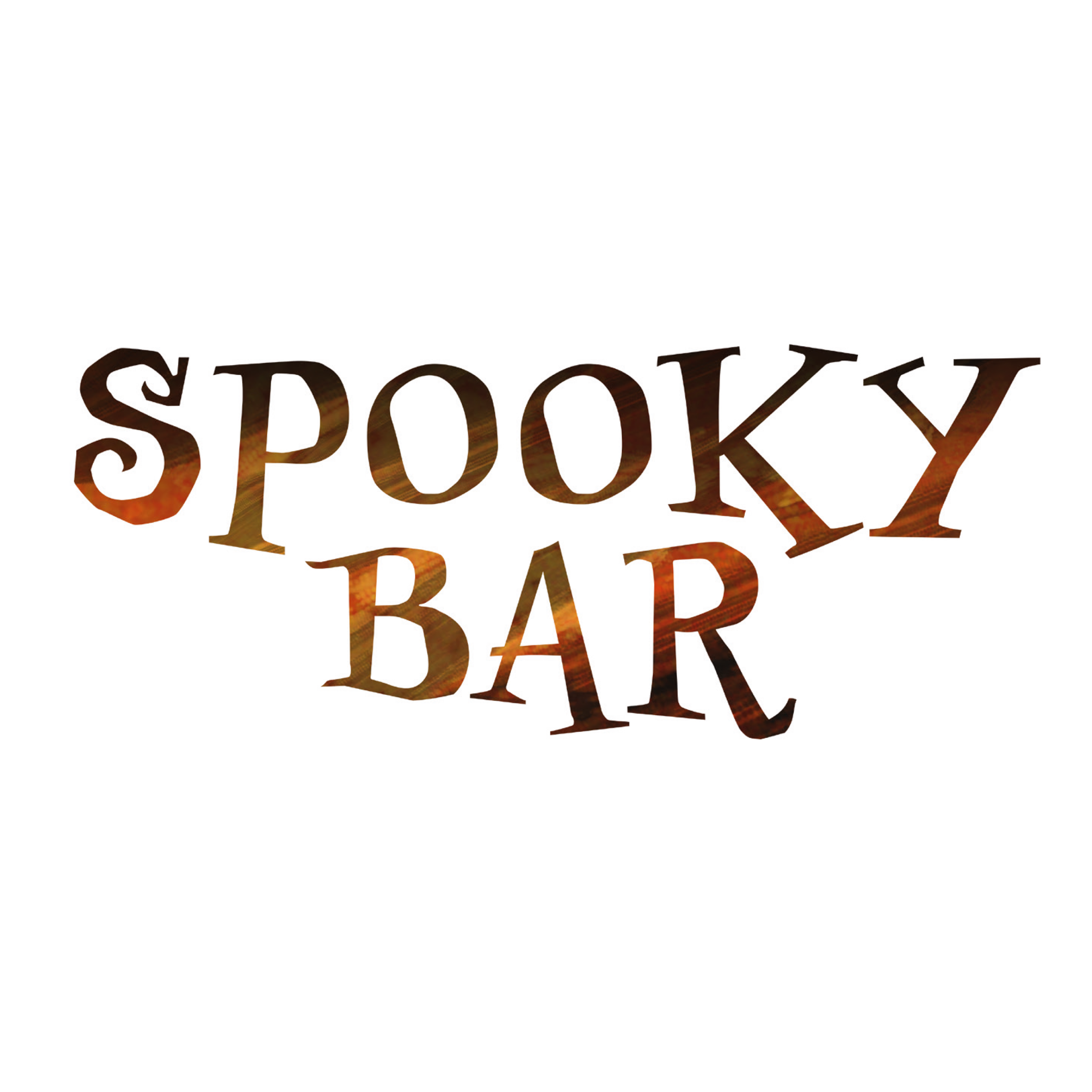 Aufkleber, Halloween-Motiv, Schriftzug, braune Schrift, weiße Kontur