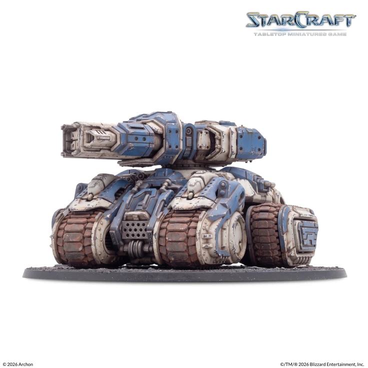 Starcraft TMG: Terran - Siege Tank tank, Miniatur, blau, braun, Räder