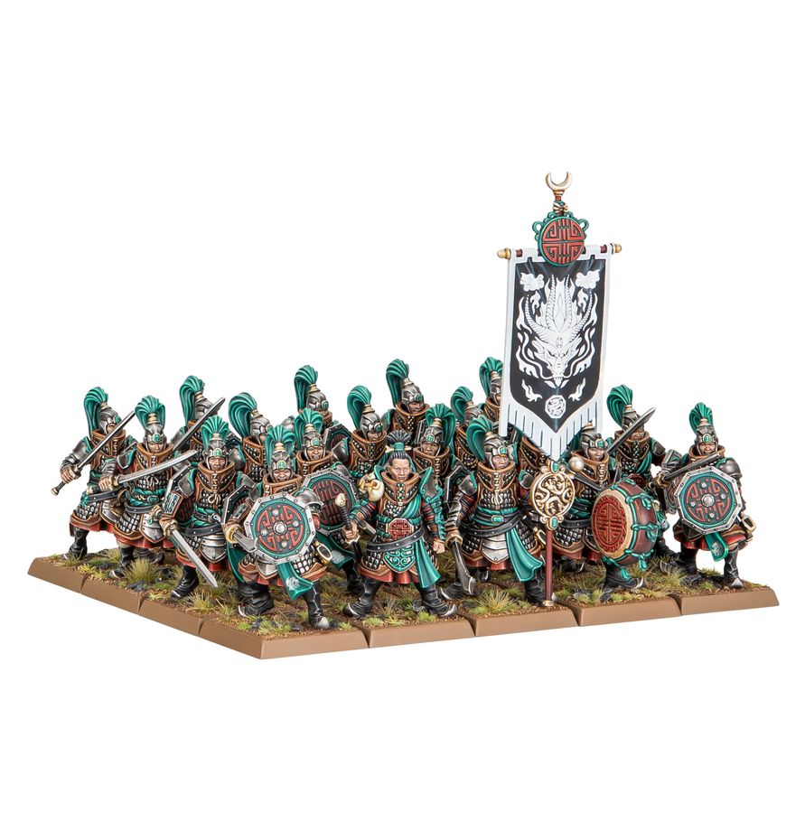 Warhammer: The Old World Grand Cathay - Battle March Army miniaturen, armee, infanterie, kriegergruppe, banner