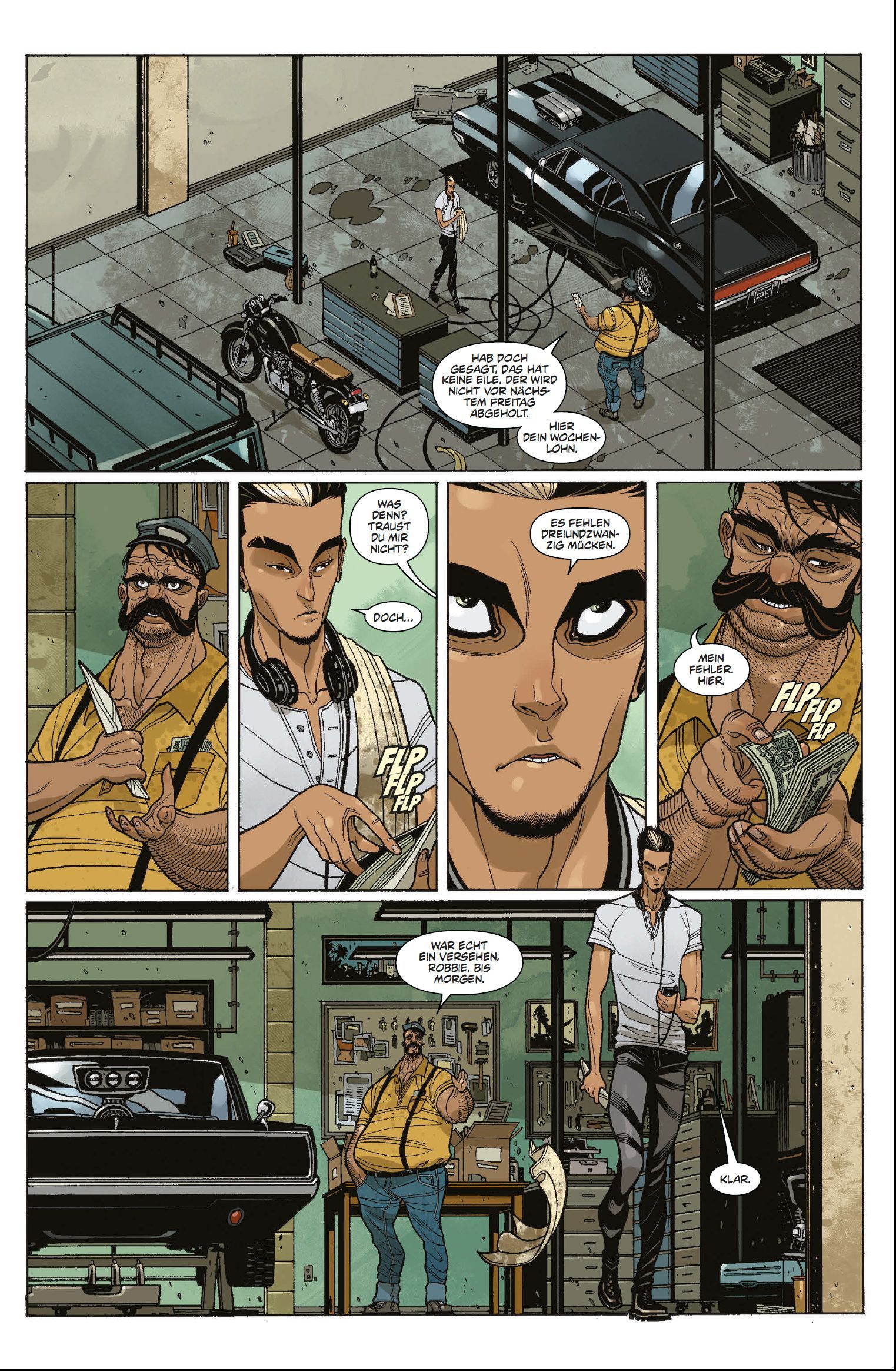 Garage, Werkstatt, Auto, Motorrad, Comic-Szene