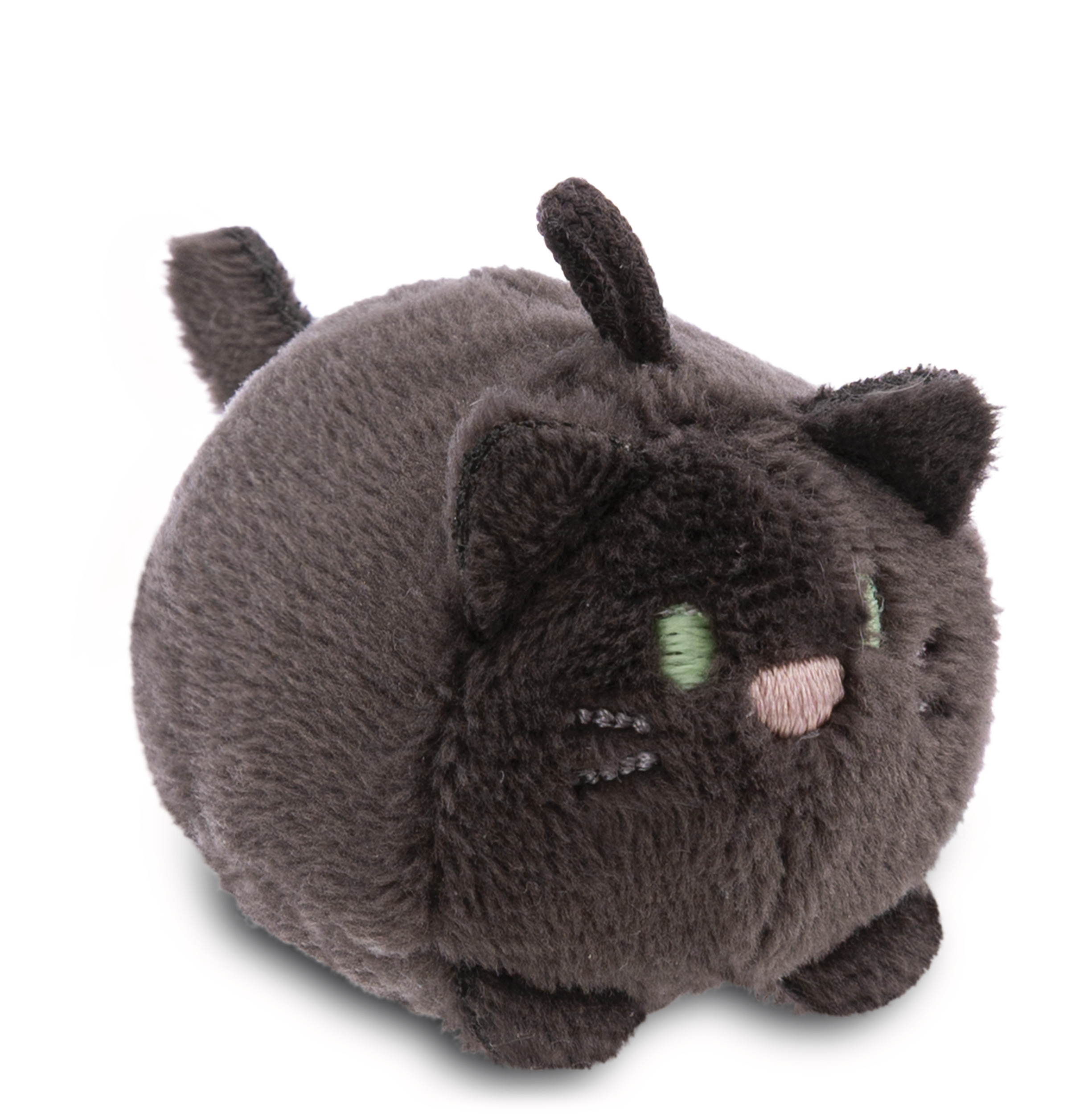 Katzenspielzeug, Stubenkatze, Plüschfigur, grau, grüne Augen