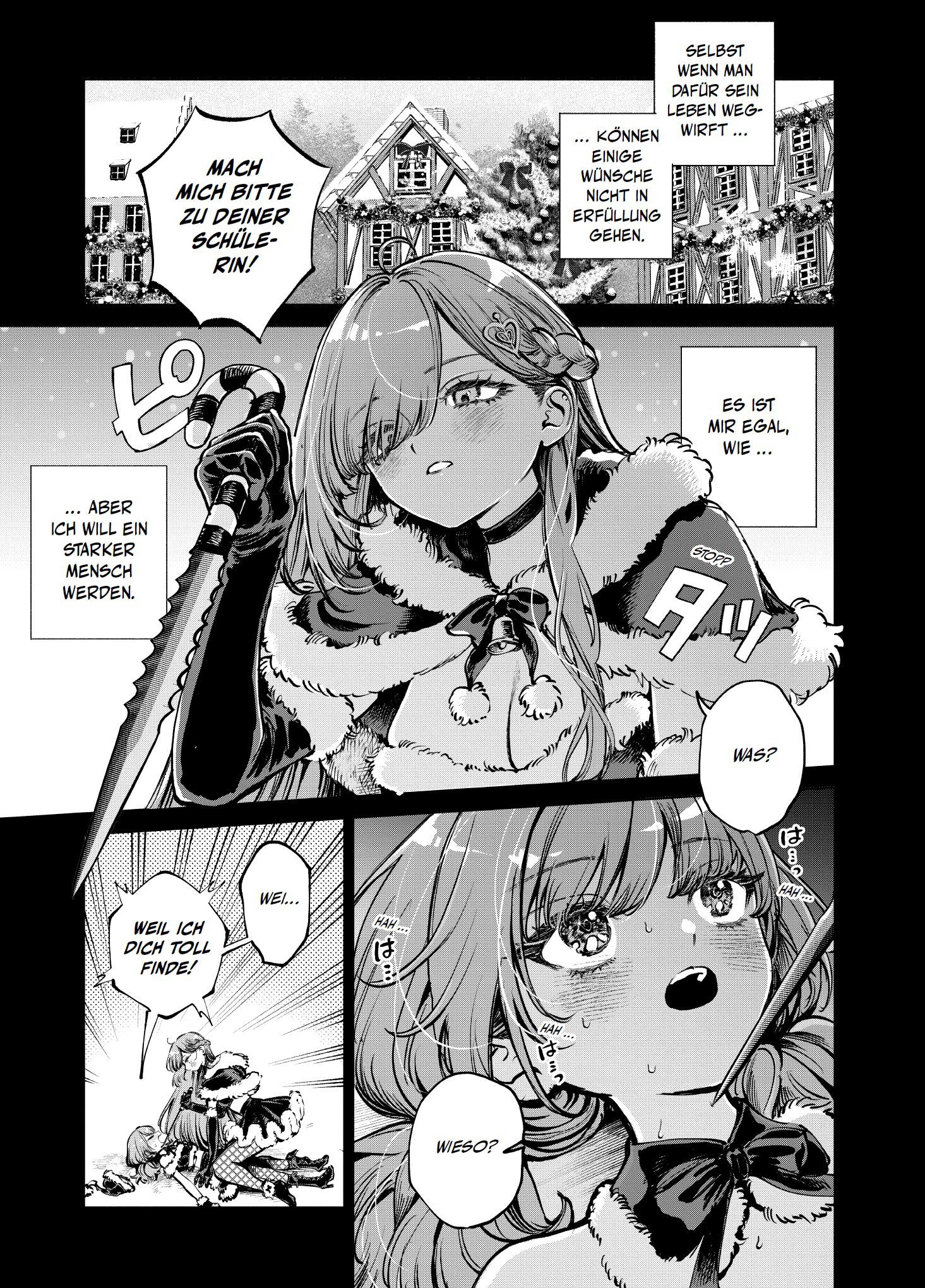 Schwert, Frau, Pelzmantel, Umhang, Anime-Panel