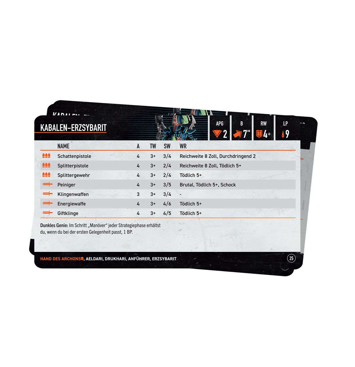 Warhammer 40k: Kill Team - Datacards Hand of the Archon dt. Warhammer 40k: Kill Team - Datacards Hand of the Archon dt.