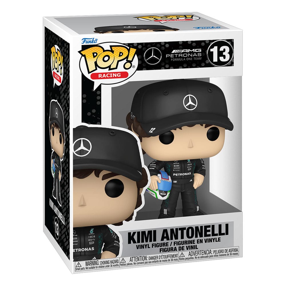 Formel 1: POP Kimi Antonelli (13) Vinylfigur, Kimi Räikkönen, Mercedes, Kopfbedeckung, Rennausrüstung
