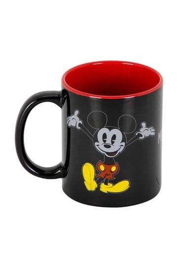 Mickey Mouse, Keramikbecher, schwarz, rote Innenseite, Mickey-Design
