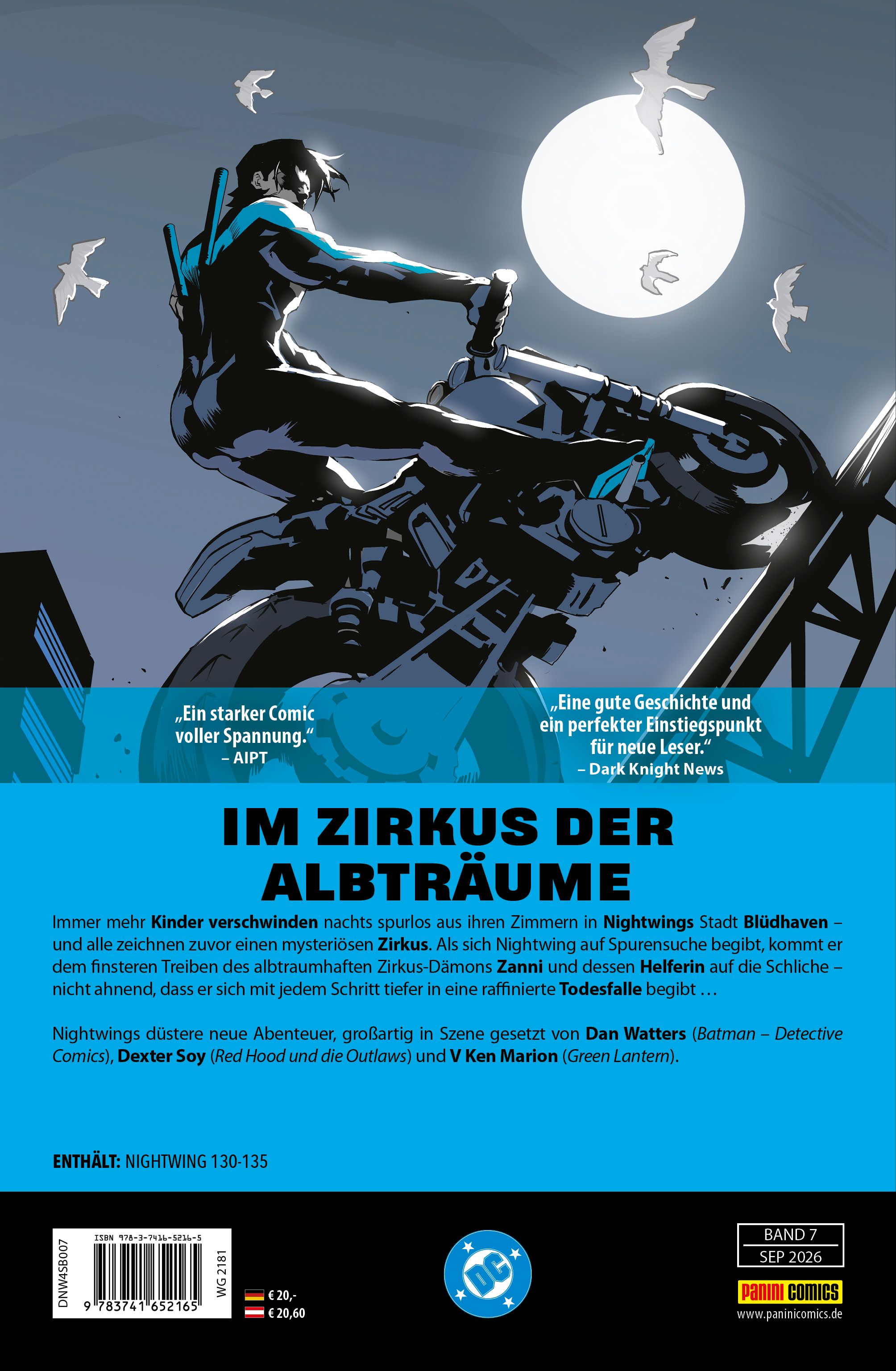 Nightwing Bd.7 Motorrad, Nachtaufnahme, Mond, Reiter/ lenker, Comic Cover