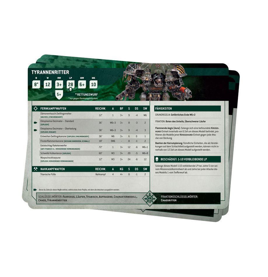 Warhammer 40k: Datasheet Cards - Chaos Knights dt.