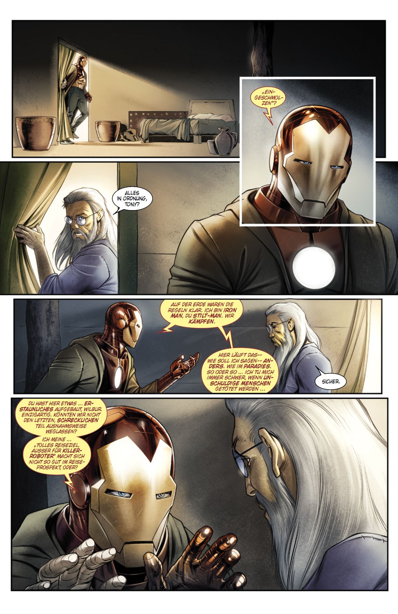 Iron Man: Der Eiserne Bd.3: Mann, Held und Gott Comic, Iron Man, Rüstung, Panel, Raum