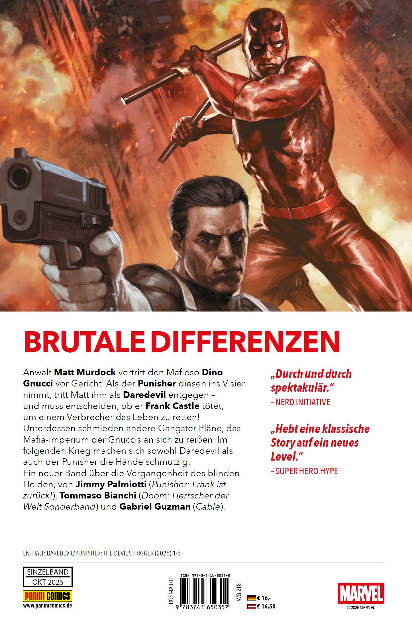 Daredevil/Punisher: Im Visier des Teufels Comic, Daredevil, Punisher, Marvel, Rückseite