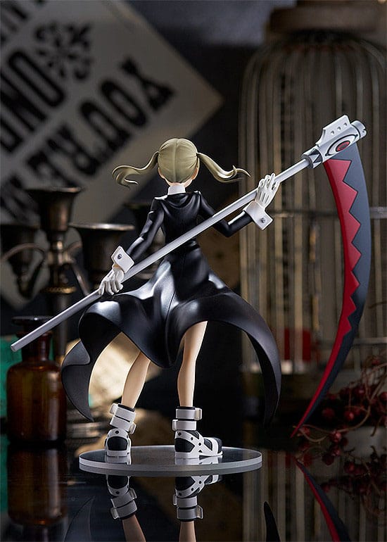 Soul Eater PVC Statue: Maka Albarn PopUp Parade 18cm Action-Figuren, Stabiles-Waffe, Schwert-Fahne, Schwarzes-Kleid, Blonde-Pferdeschwänze