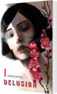 Manga, Delusion, Frauengesicht, Kirschblüten, Schwarzhaar