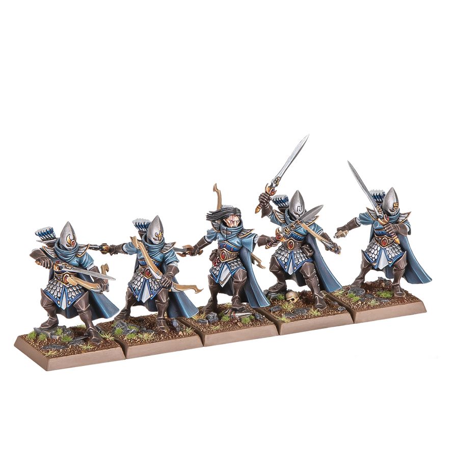 Miniatur, Elf, Schwertkämpfer, blaue Rüstung, Untergrund Terrain