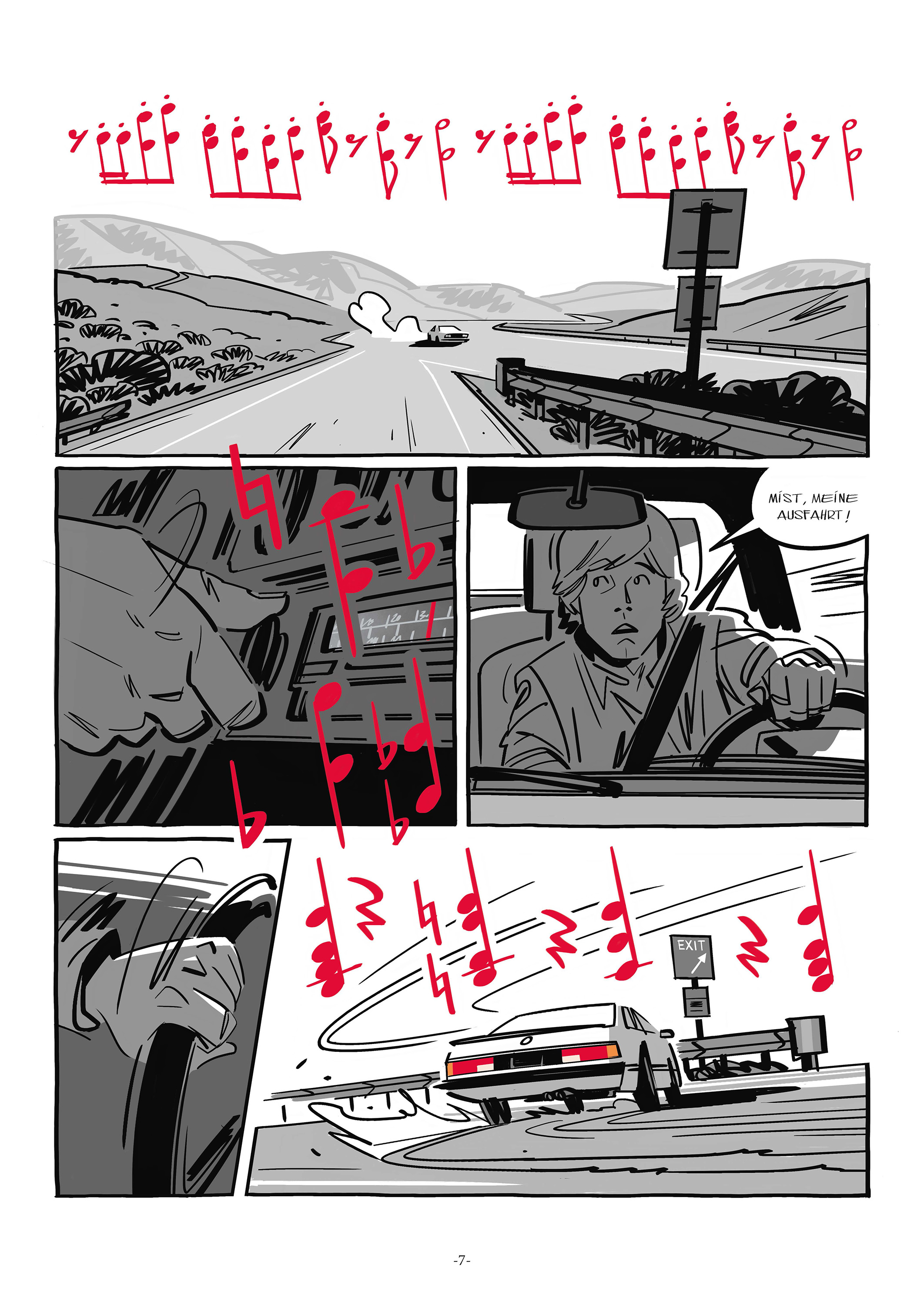 Comic, Auto, Seitenlayout, Schwarz-Weiß, Straßenverkehr