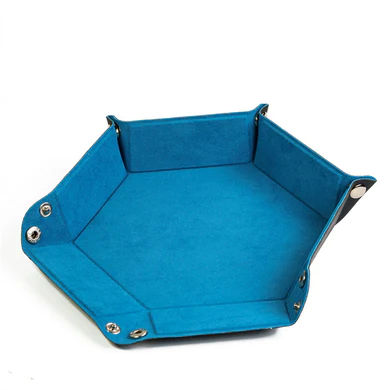 Velvet Leatherette Hex Dice Tray Blue Hex