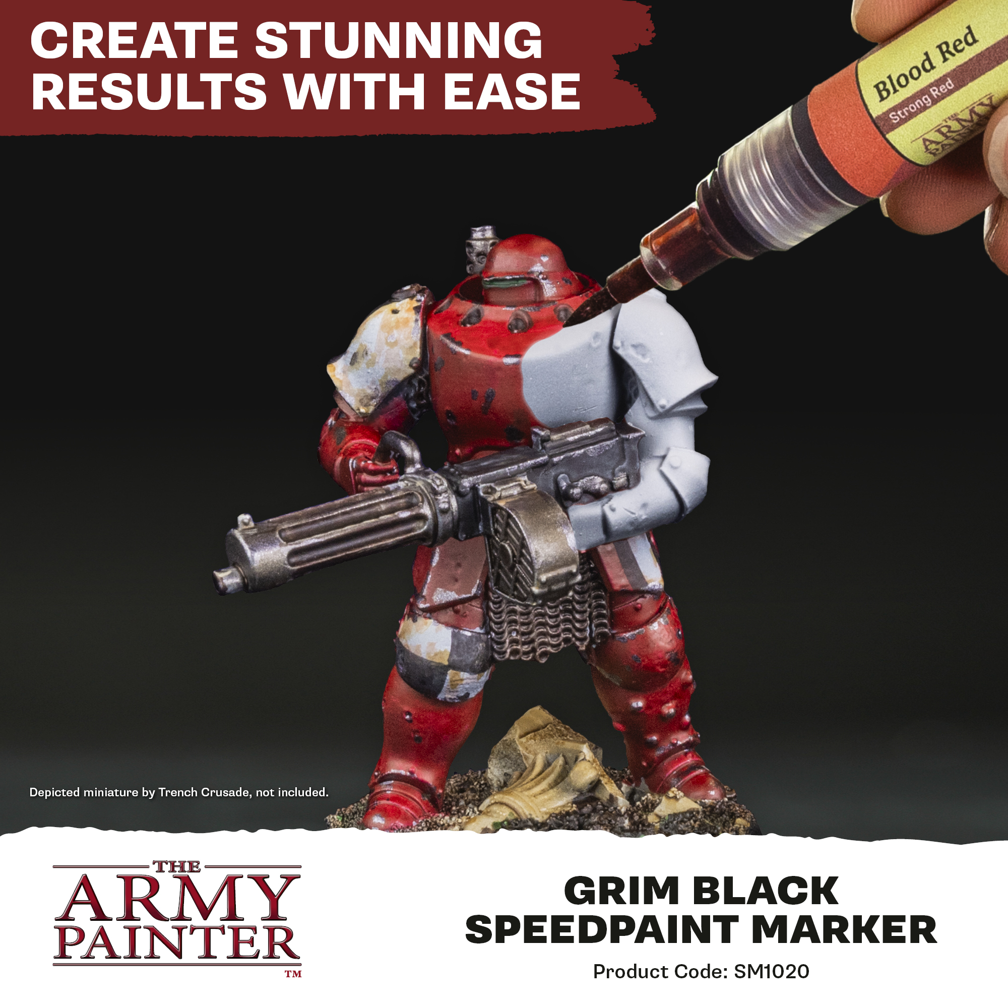 Army Painter: Speedpaint Marker - Grim Black Miniatur, Figur, Waffe, gemalt, bemalt
