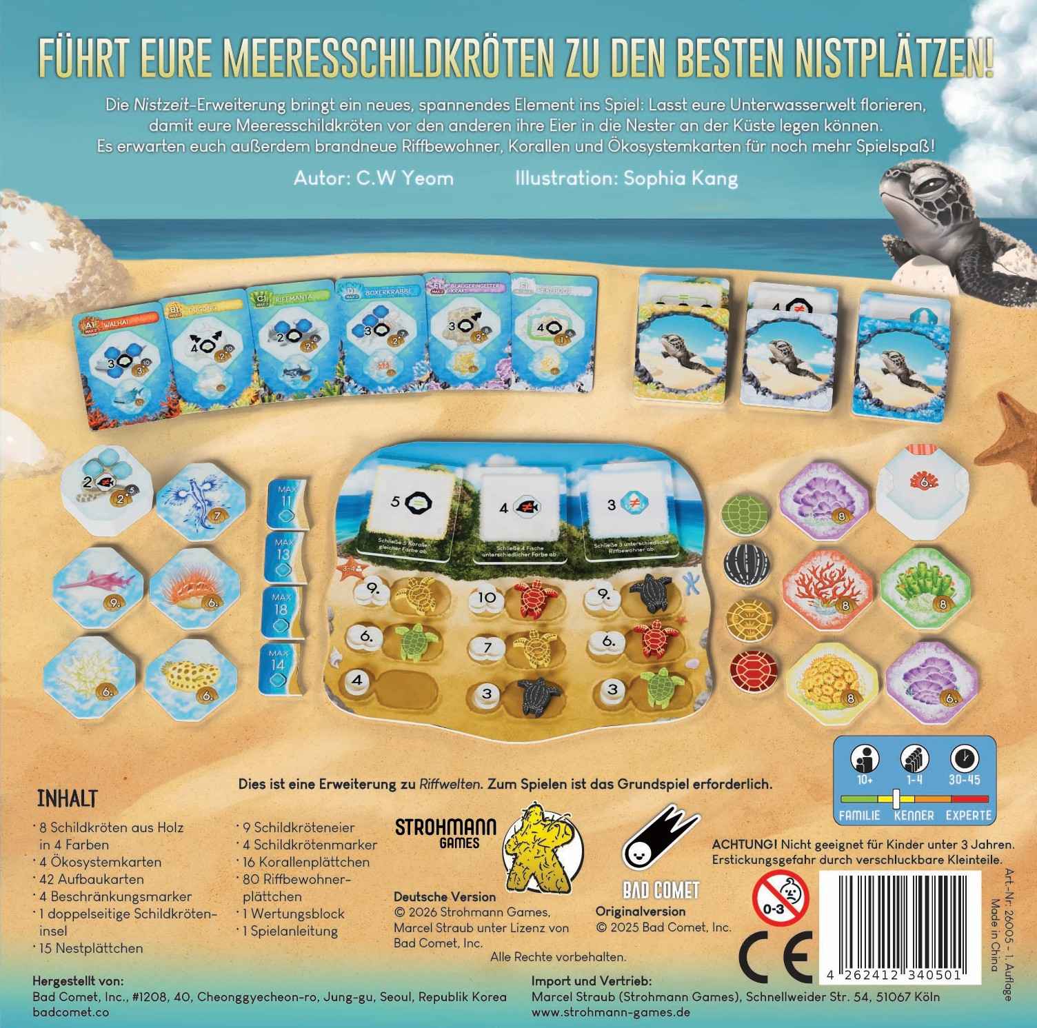 Brettspiel, Meeresschildkröte, Karten, Wendenstapel, Spielfläche