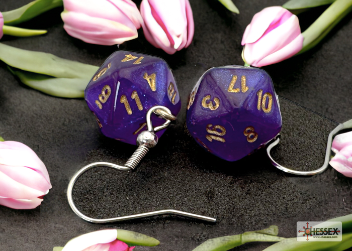 Hook Earrings/Ohrringe Borealis® Royal Purple Mini-Poly d20 Pair