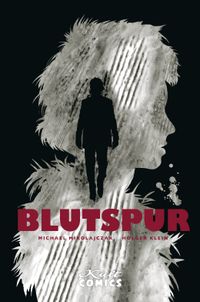 Blutspur Poster, Silhouette, Mann, gefiederte Flügel, Texturierter Hintergrund