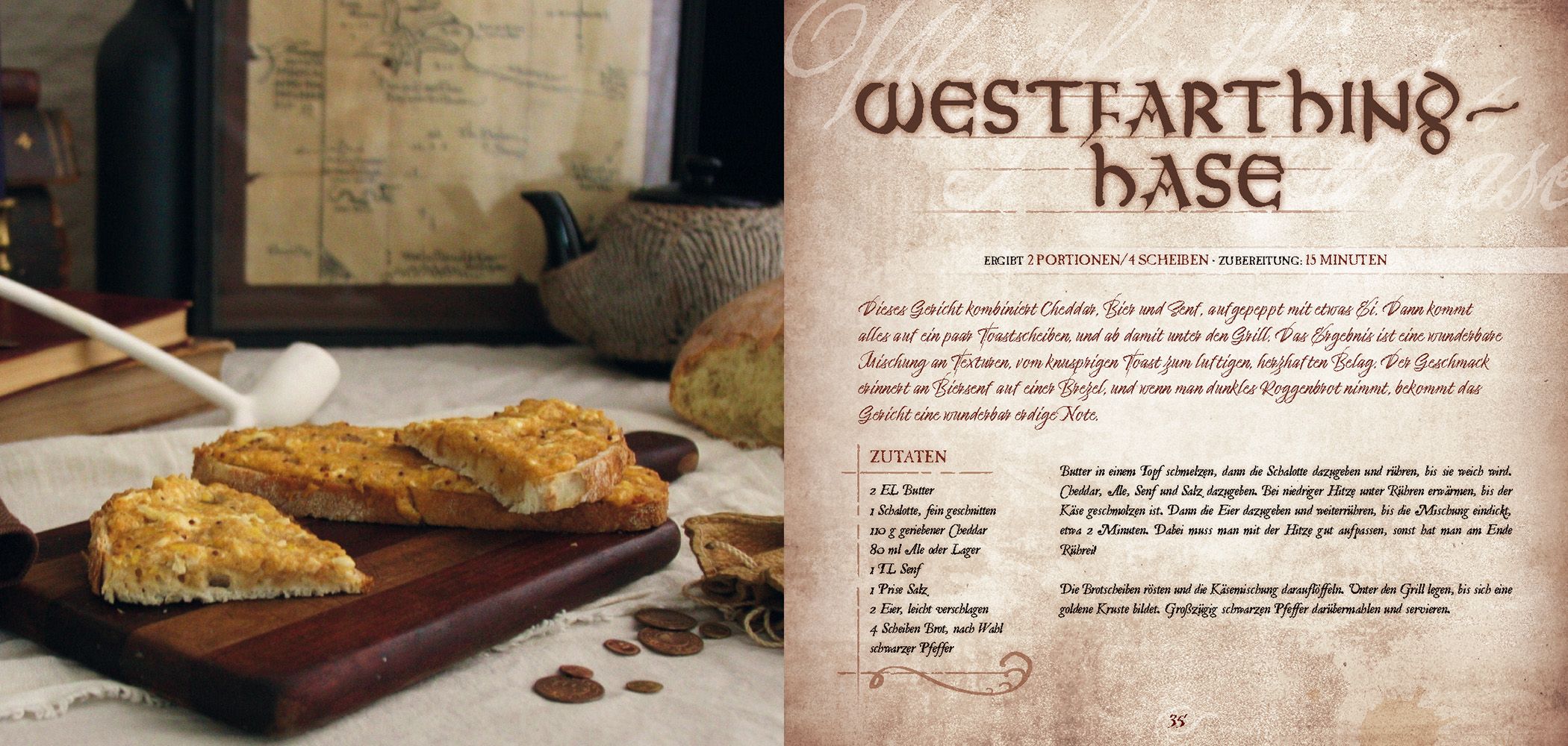 Rezepte aus dem Auenland - Das Halblings-Kochbuch Käsebrot, Toastbrot, Käseauflauf, Brotscheiben, Küchenrezept