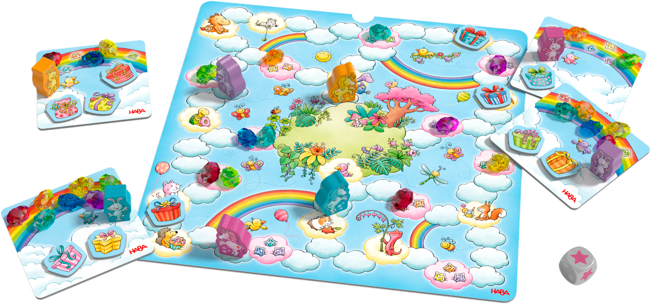 Puzzlespiel, Klebezubehör, Bunte Perlen, Kleeblock, Wolkenmotif