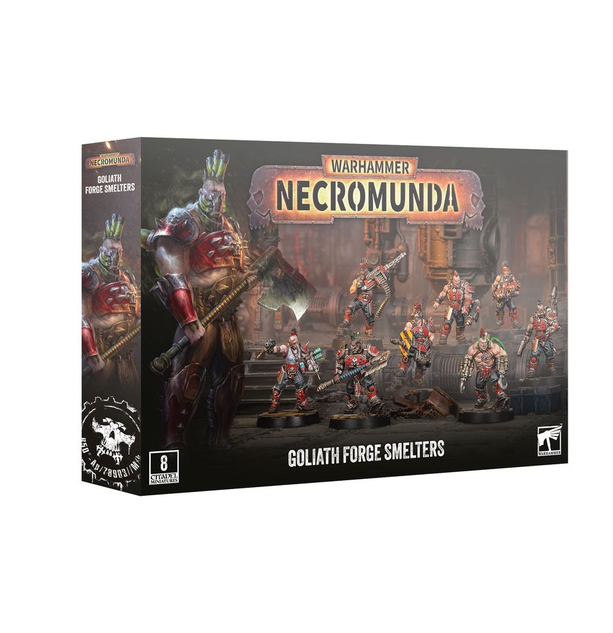 Necromunda: Goliath Forge Smelters Goliath Forge Smelters, Warhammer Necromunda, Goliath miniatures, Kampfszene, Tabletop-Spiel