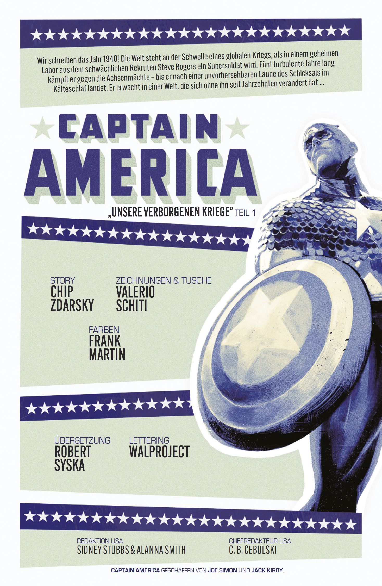 Captain America Bd.1 (2. Serie) Captain America, Comic-Poster, Schilde, Sternenbanner, Blau Kostüm