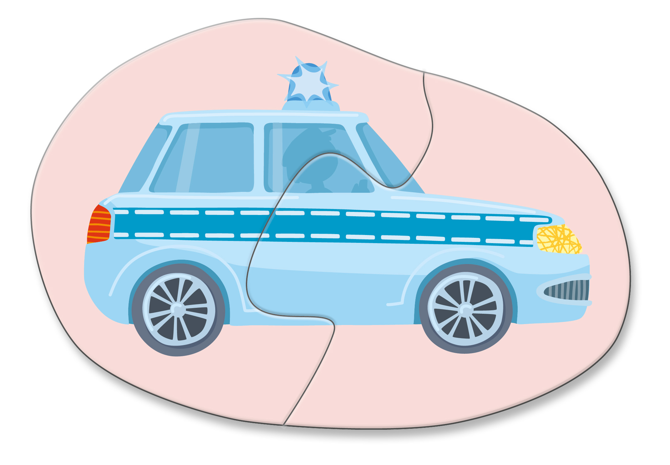 4 erste Puzzles - Einsatzfahrzeuge Taxi, Polizei, Auto, Halterung, Piezoid?