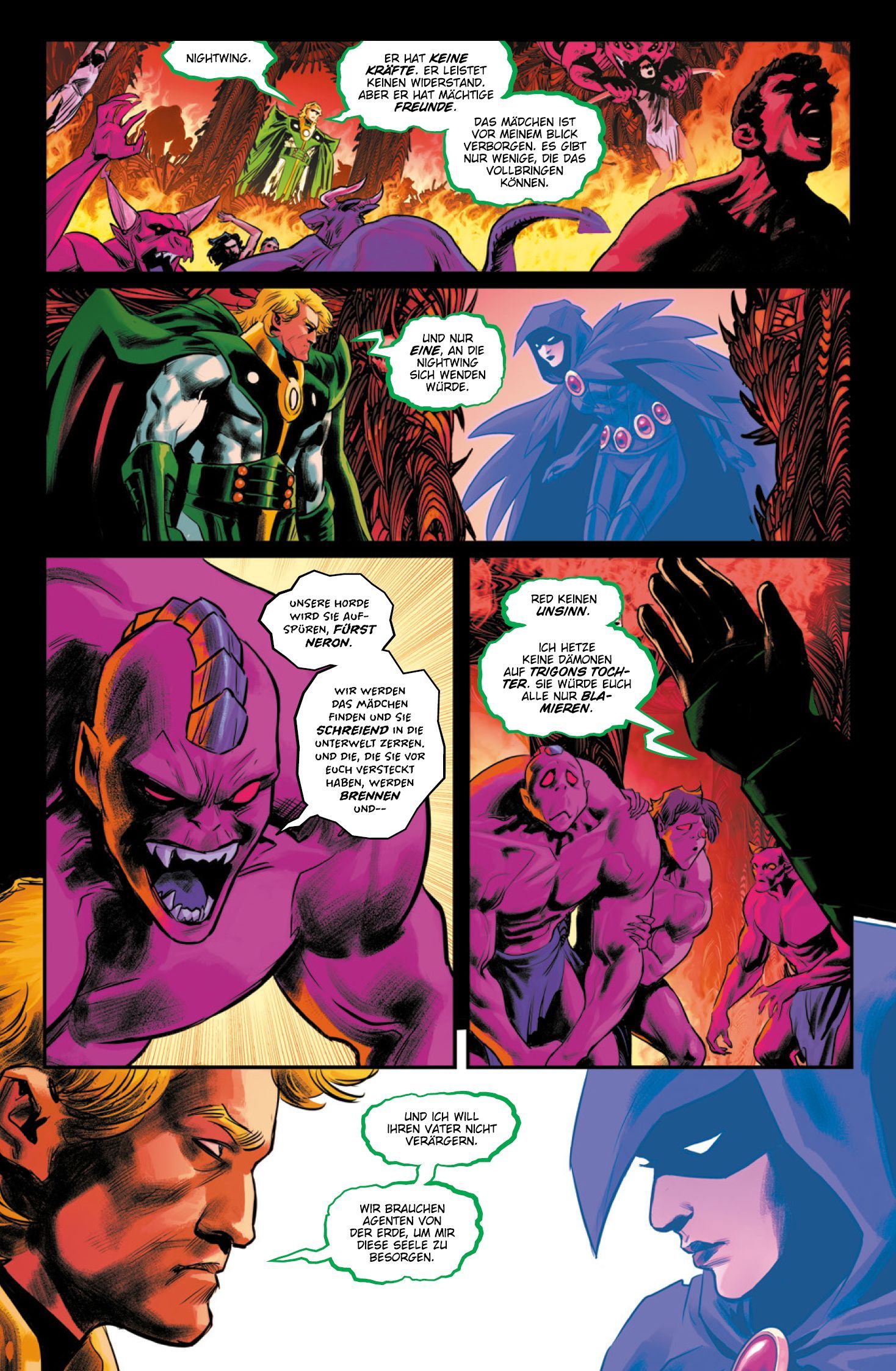 comic, artwork, panel, purple-skinned, battle