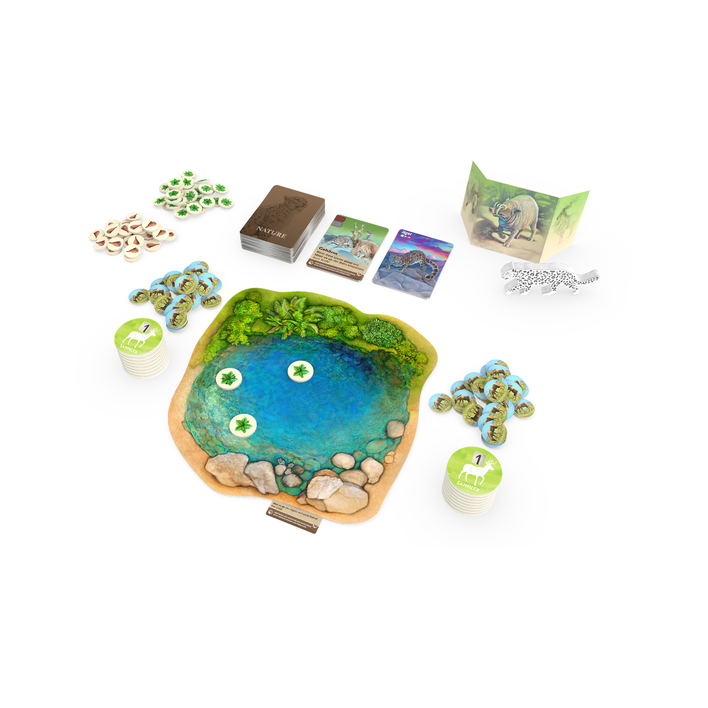 Nature Tierpoolszene, Wasserloch, Naturstandbild, Spielelemente, Karten-Set